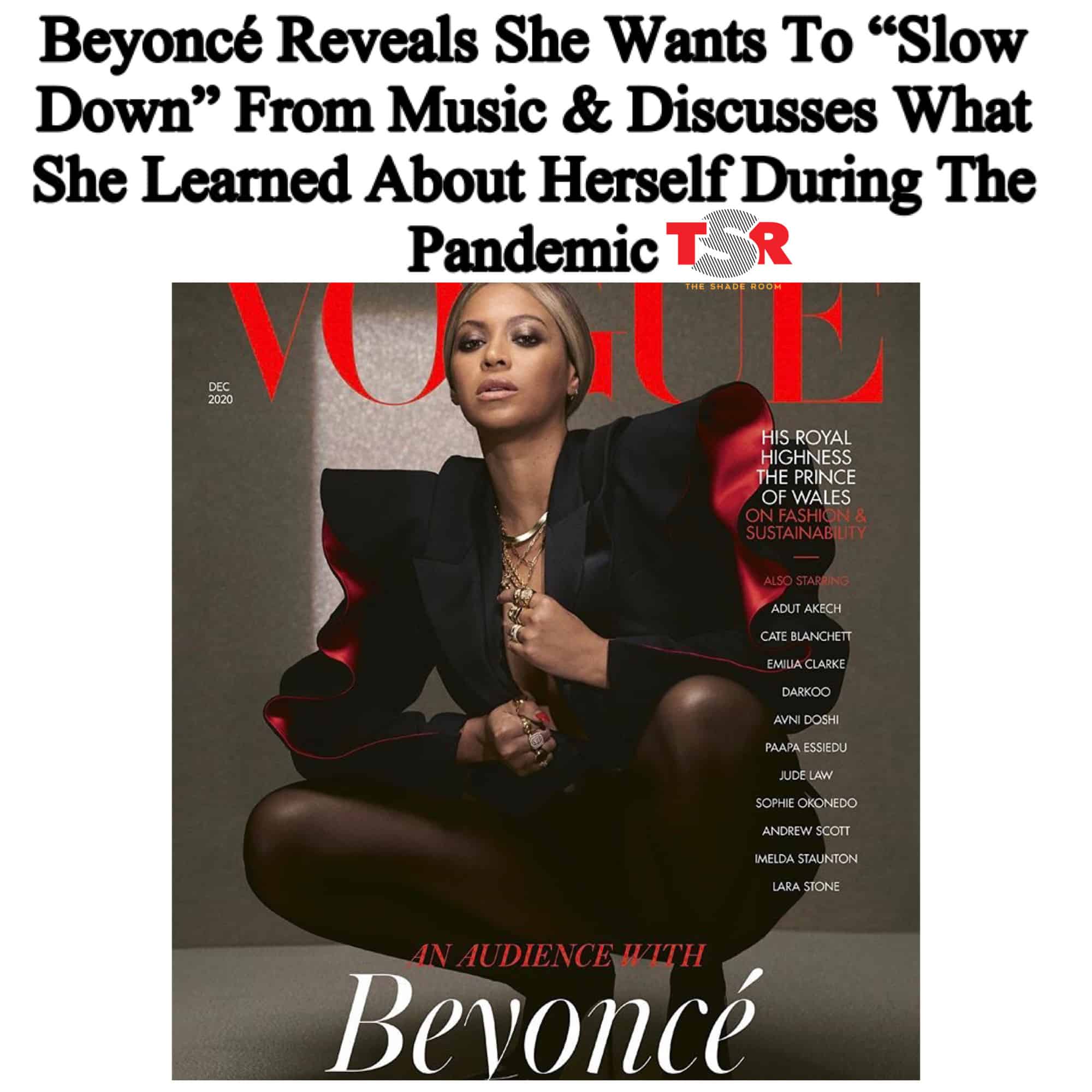 <div>Beyoncé Reveals She Wants To “Slow Down” From Music & Discusses What She Learned About Herself During The Pandemic</div>