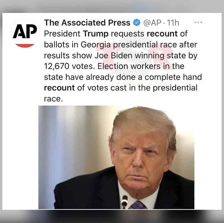 Trump Demands Another Recount After Georgia Officially Certifies The Votes Of The Hand Recount, Declaring Joe Biden The Winner A Second Time