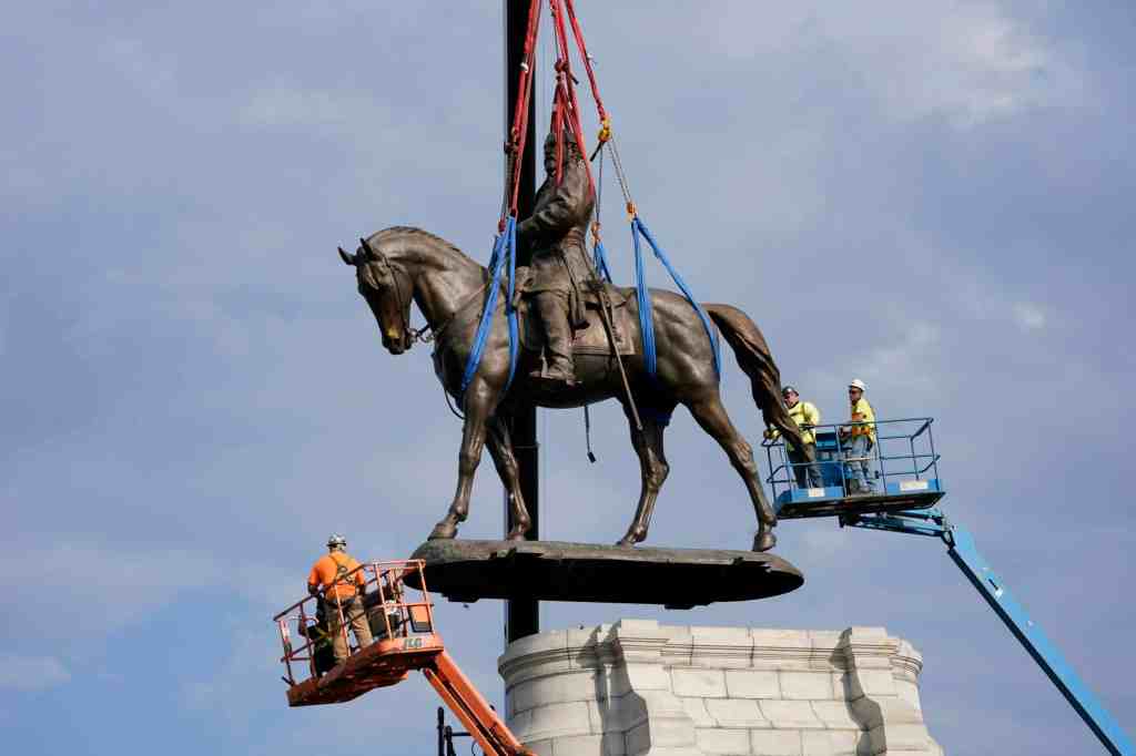 The statue of Confederate General Robert E. Lee was removed from Monument Avenue in Richmond, Virginia after a year of deliberation.