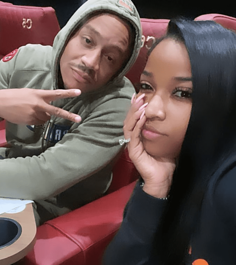 Toya Johnson's fiancé shares hilarious message as he watches her have a good time at Monyetta Shaw's bachelorette party.