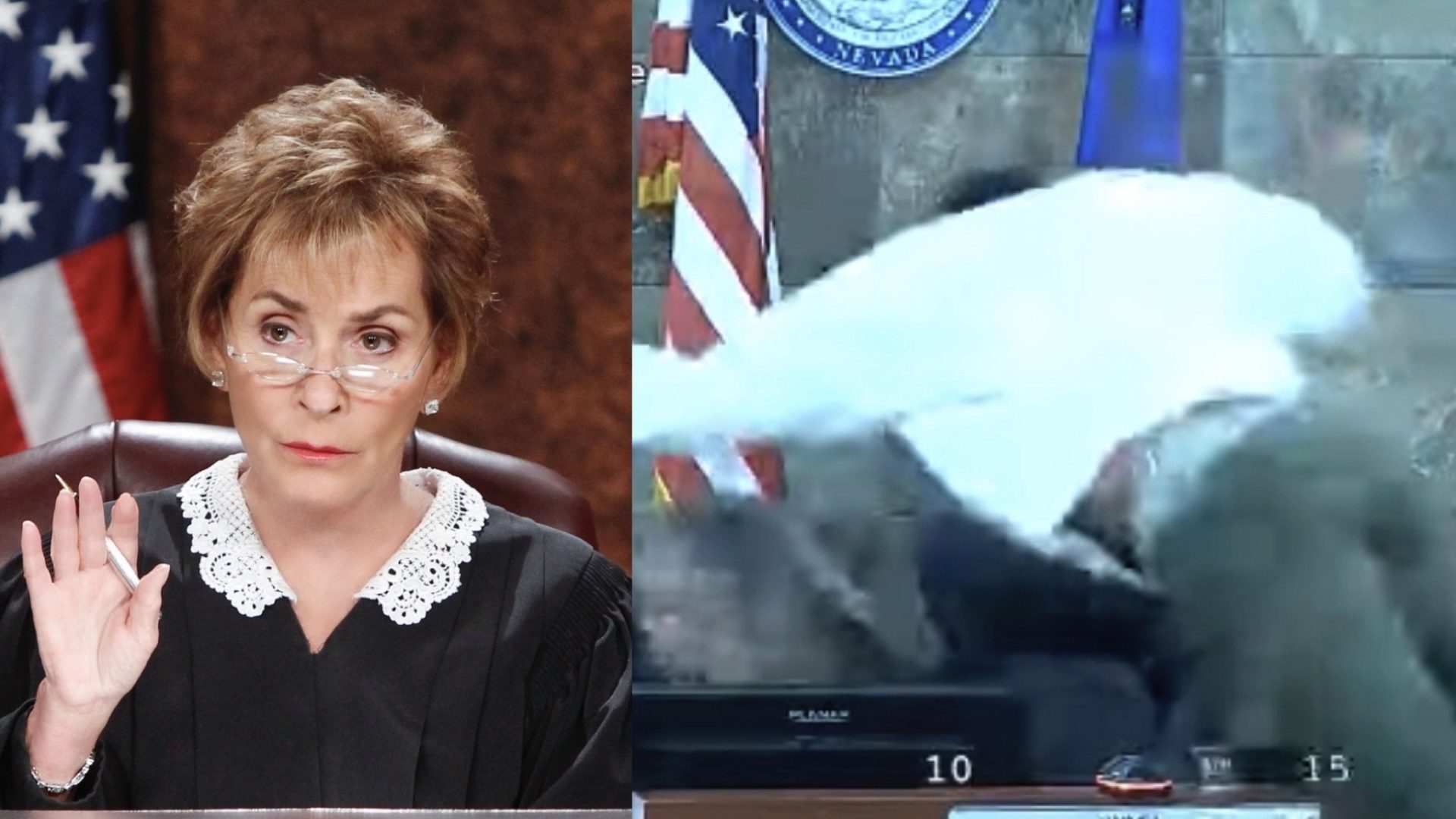 Not Today Watch As Judge Judy Reacts To Viral Video Of Man Who Leaped Over Podium Attacked Las Vegas Judge Video scaled
