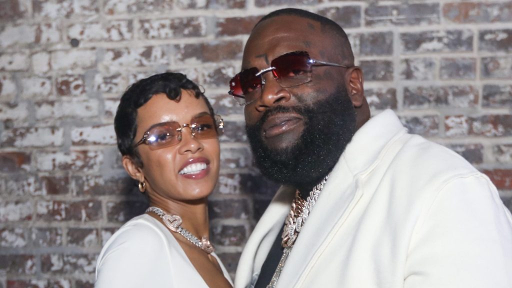 NEW ORLEANS, LOUISIANA - JANUARY 13: (L-R) Rick Ross and Cristina Mackey attend The All Black Affair at Contemporary Arts Center, New Orleans on January 13, 2024 in New Orleans, Louisiana.