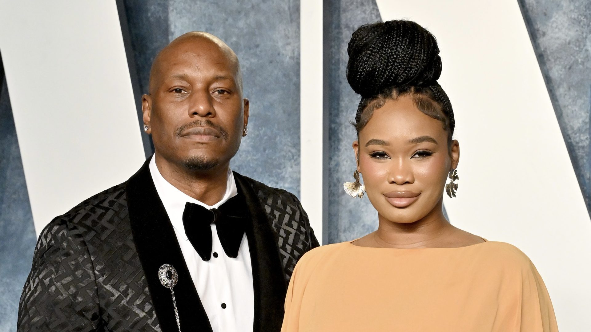 BEVERLY HILLS, CALIFORNIA - MARCH 12: Tyrese Gibson and Zelie Timothy attend the 2023 Vanity Fair Oscar Party hosted by Radhika Jones at Wallis Annenberg Center for the Performing Arts on March 12, 2023 in Beverly Hills, California.