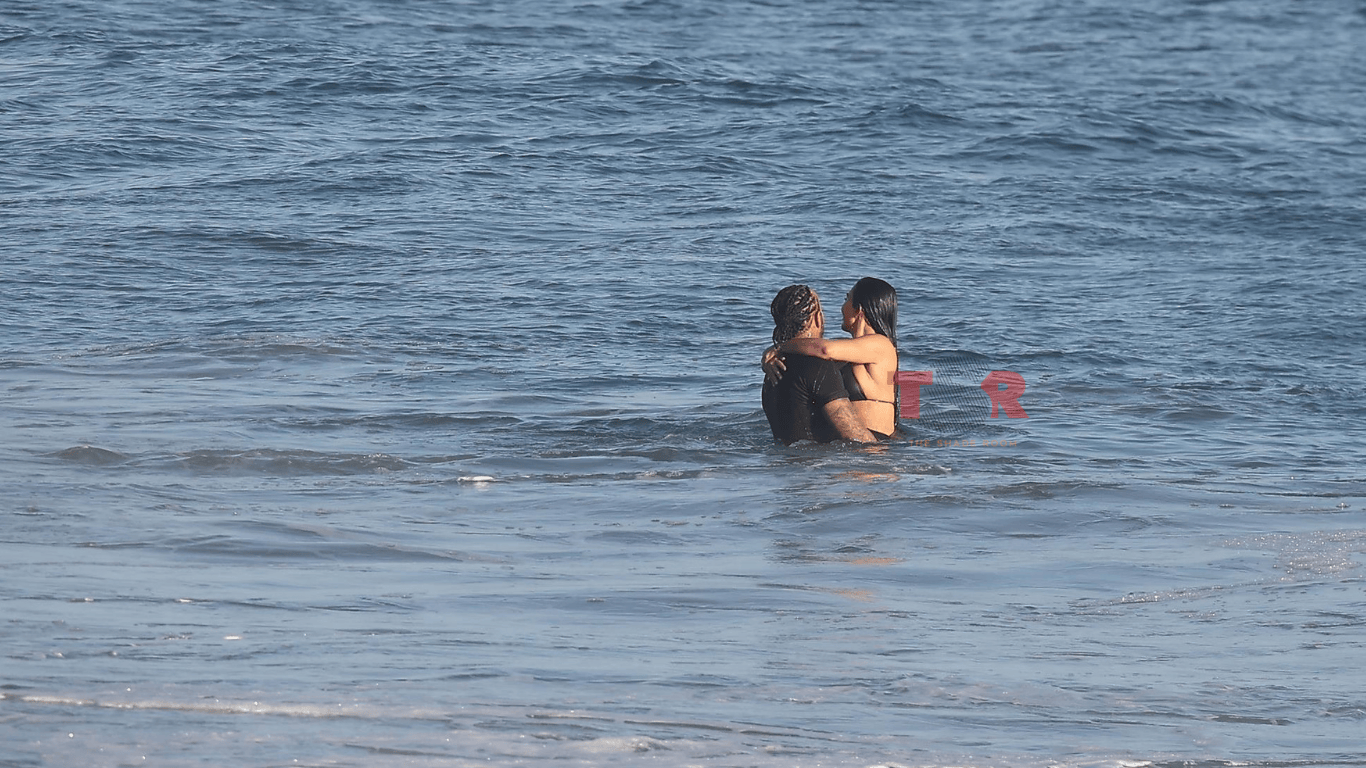 Kim Kardashian, Lewis Hamilton Kiss On Beach Date (Exclusive)